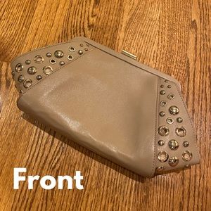 WHBM Taupe Eyelet Clutch